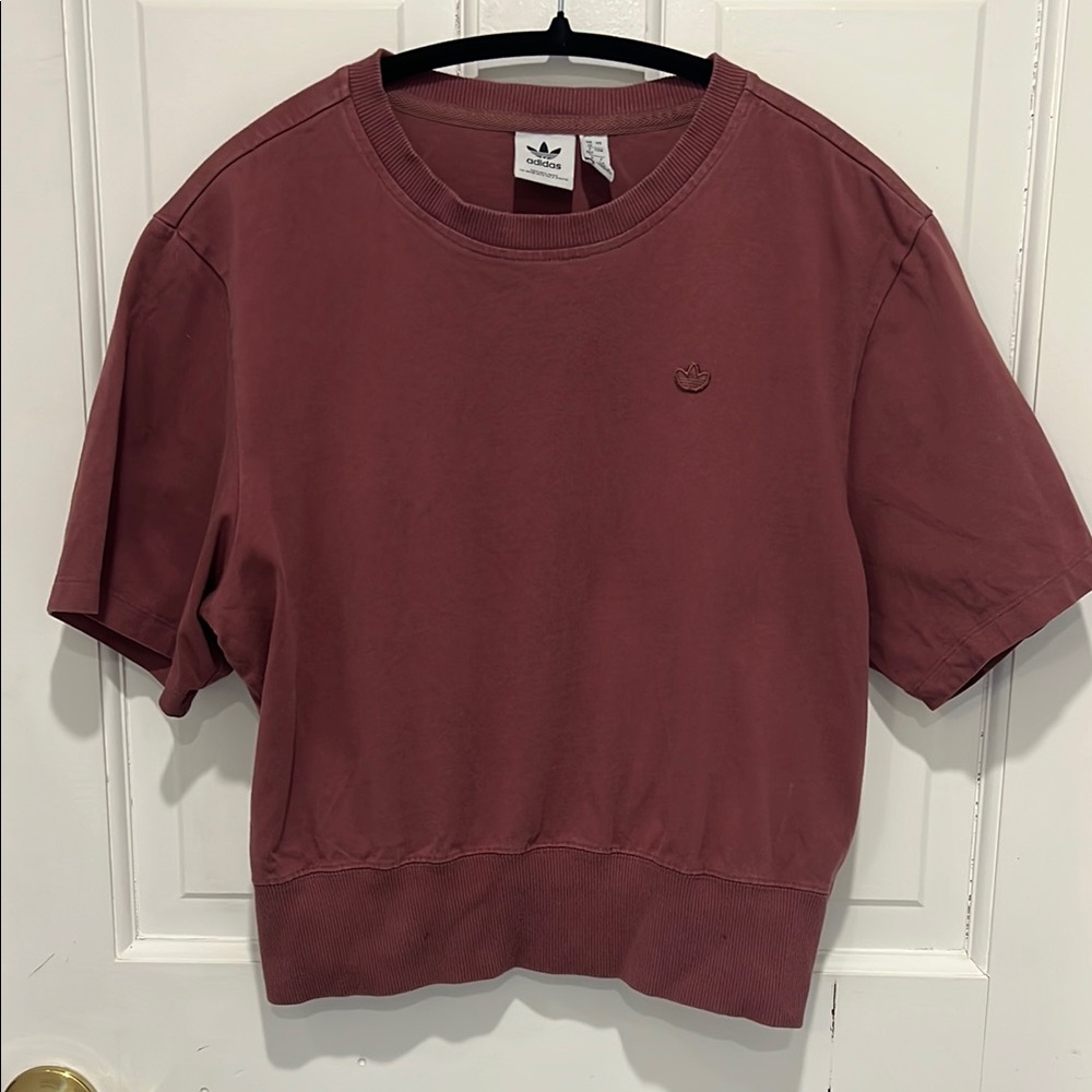 Adidas Red Boxy Relaxed Short Sleeve Sweatshirt